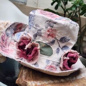 Designer Top Hat Ripped Patchwork Cottage rose/magnolia/flower Shabby Boho